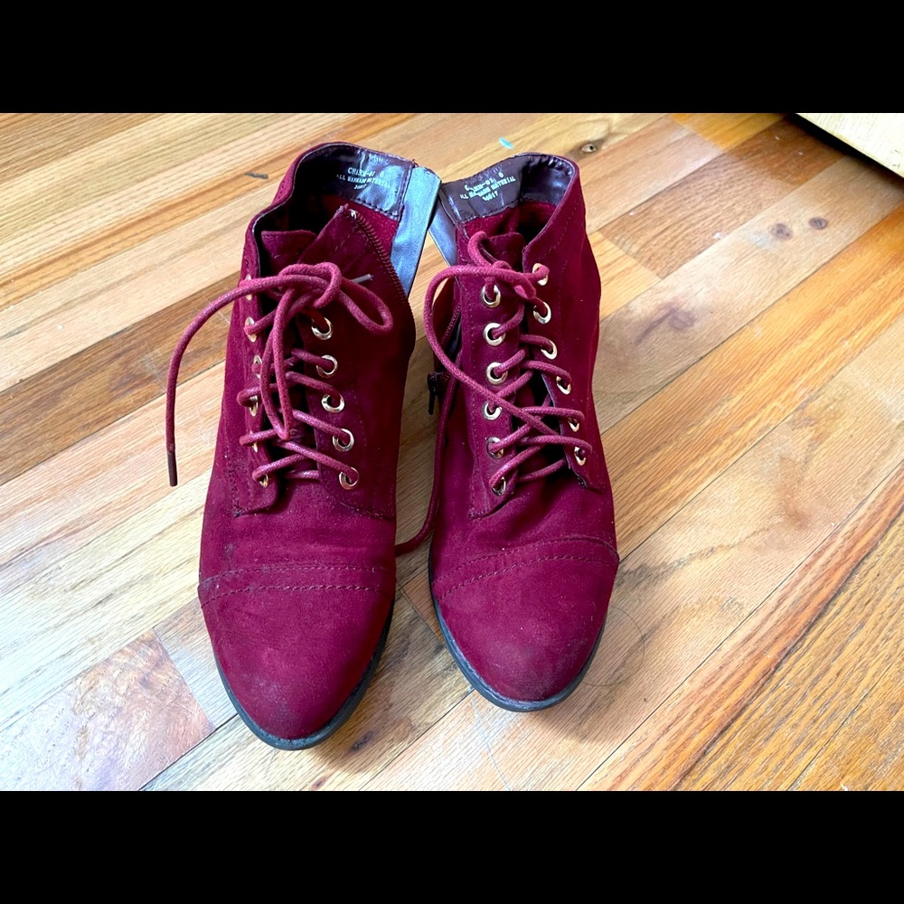 Francesca’s Burgundy Suede Booties